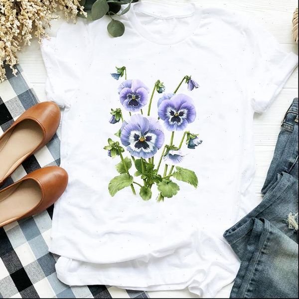 

women lady cartoon flower floral trend 90s style fashion printing t tee womens tshirt female shirt clothes graphic t shirt, White
