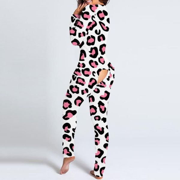 

women's button-down print functional buttoned flap adults jumpsuit, Black;white