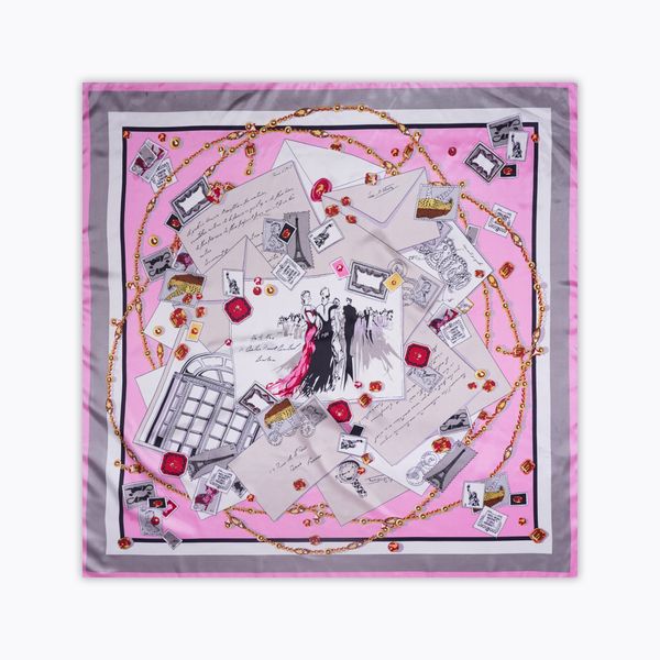 

2021 crepe satin silk scarf handmade printing fun poker small square manufacturers discount promotion 90*90cm wholesale, Blue;gray