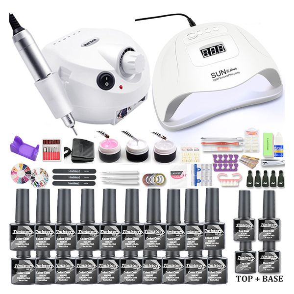 

polish 20000-35000rpm drill machine with led lamp manicure tools kit art set uv builder nail gel