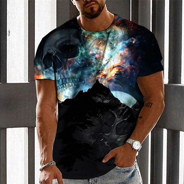 

men's t shirt 3d print graphic prints skull crew neck daily holiday print short sleeve casual designer big and tall black l0pw#, White;black