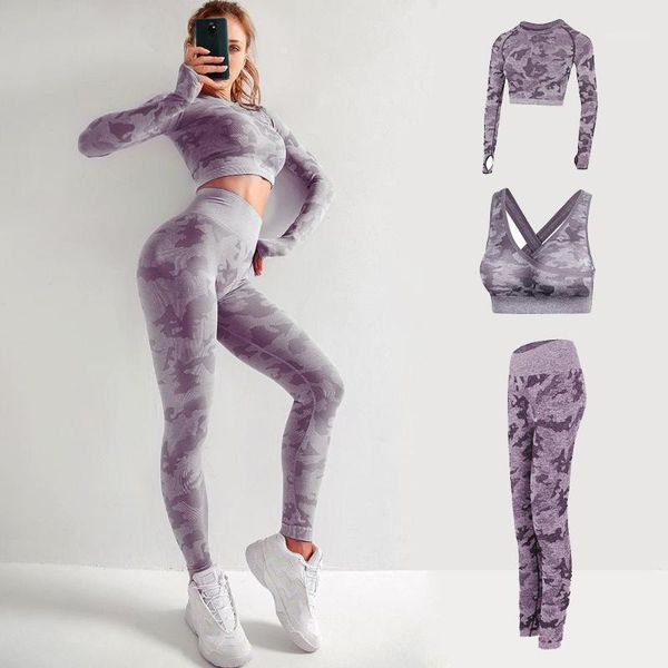 

yoga outfit 3 pieces gym set women tracksuit sports suit clothing fitness clothes bras crop seamless leggings