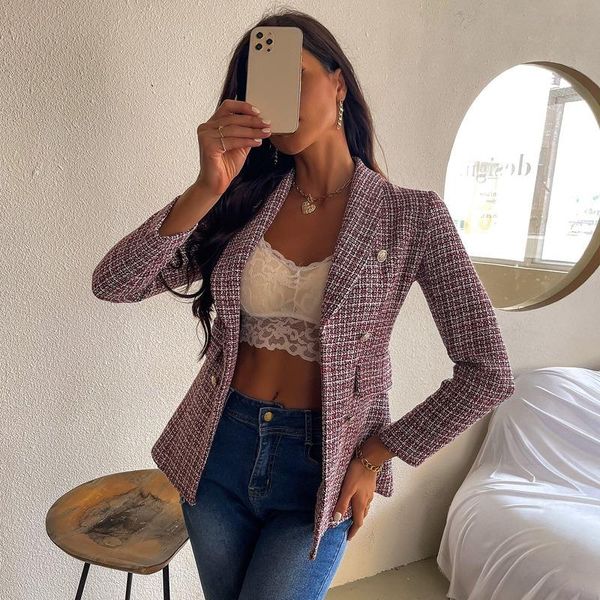 

women's suits & blazers 2021 autumn and winter business suit wish long sleeve european american plaid fashion blazer ladies, White;black
