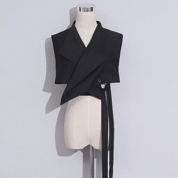 

women's tanks & camis spring summer 2021 black sleeveless woman vest suit collar short vests fashion, White