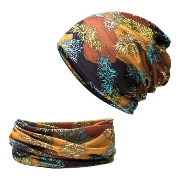 

beanies ldslyjr 2021 autumn winter print cotton skullies cap beanie hat turban scarf dual use for men and women 29