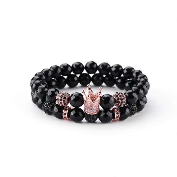

charm bracelets faceted black rose gold ball zircon crown bracelet man fashion women gift for, Golden;silver