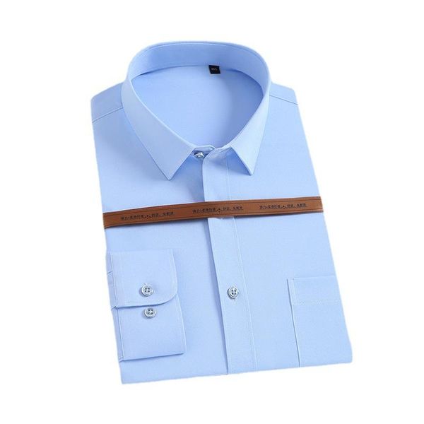 

men's casual shirts long-sleeved shirt business spring and autumn pocket high elastic non-iron slim white-collar work clothes, White;black