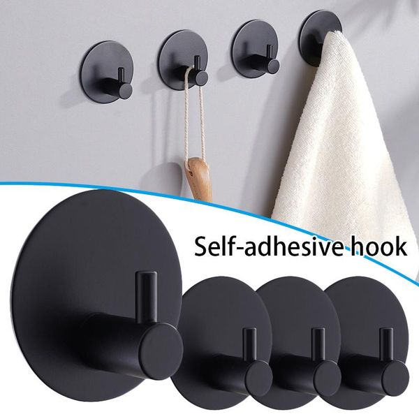 

hooks & rails 4 pcs self-adhesive hook heavy duty rustproof stainless steel towel coat hangers punch-for el bathroom nw