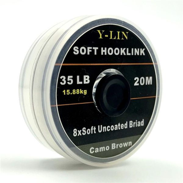 

braid line 20m carp fishing soft uncoated hook link leader for hair rig 8 core hooklink camo brown green color ronnie rigs