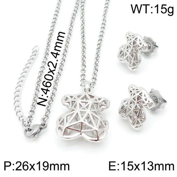 

earrings & necklace brand 316l stainless steel necklaces jewelry sets women bear accessories gifts party, Silver