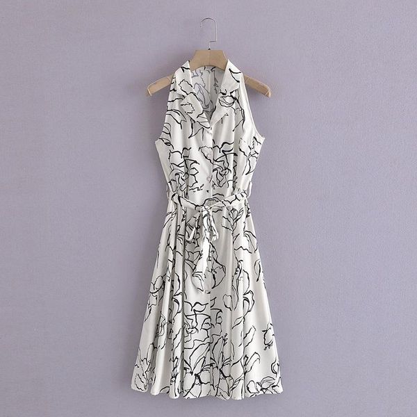 

casual dresses summer elegant office lady sleeveless midi dress single breasted line print femme robe chic bandage slim waist vestido de muj, Black;gray