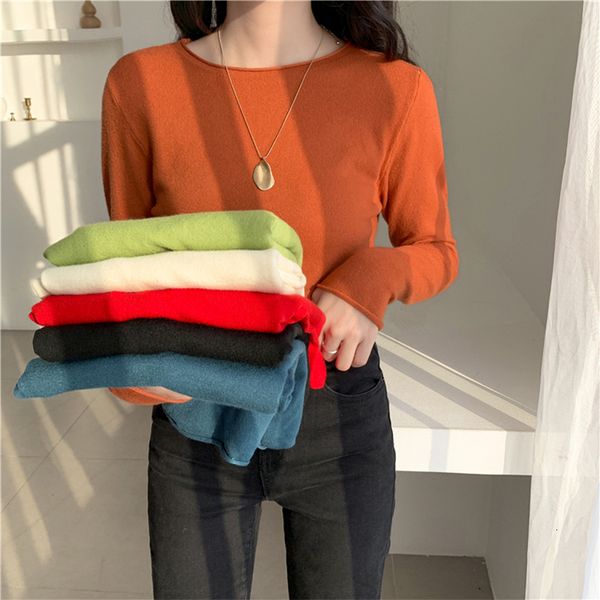 

2021 new autumn winter women's sweaters bottoming elasticity casual fashionable minimalist knitting sw1802 z67z, White;black
