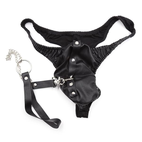 

thierry flirting products sexyy fetish pu leather briefs with leash for men games chastity panty for couples