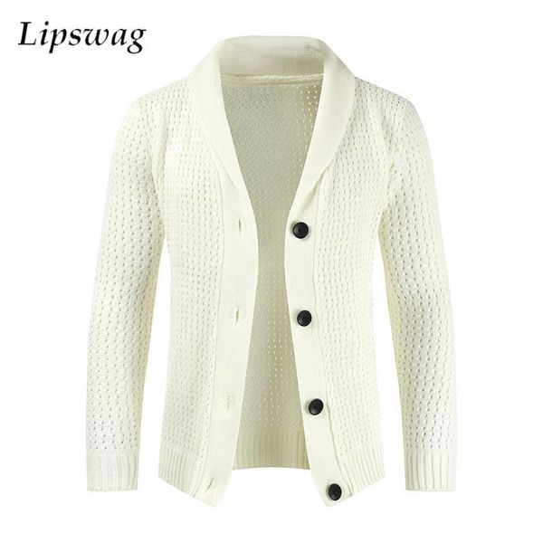 

men's sweaters slim solid color buttons cardigan for men autumn winter casual long sleeve coats fashion knitted, White;black