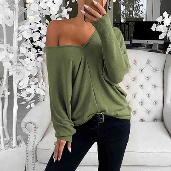 

women autumn winter v neck long sleeve base shirt loose baggy blouse pullover elegant ladies sweater, White;black