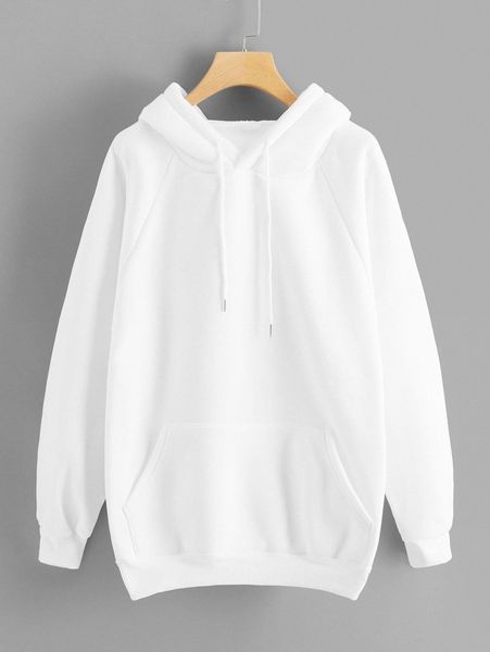 

drawstring raglan sleeve hoodie 85y0#, White;black