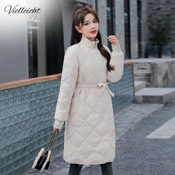 

women's down & parkas vielleicht winter jacket women plus size 3xl casual long coat female cotton padded bandage ladies, Black