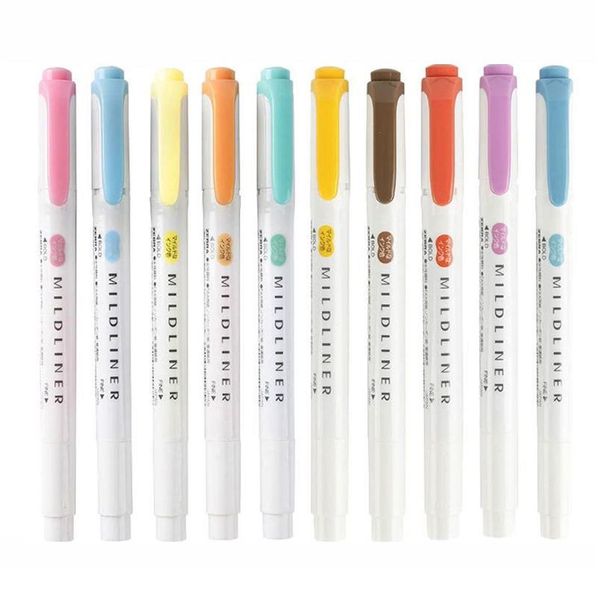 

5pcs/set double-headed highlighter kawaii colored marker pens for school office writing supply japanese st qylvux