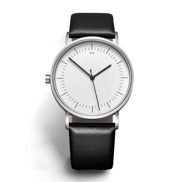 

men's leather watch lightweight waterproof quartz couple student, Slivery;brown