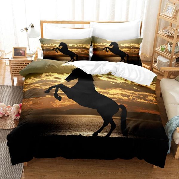 

bedding sets 3d horse set  size luxury animal duvet cover and pillowcase quilt bed bedroom comforter
