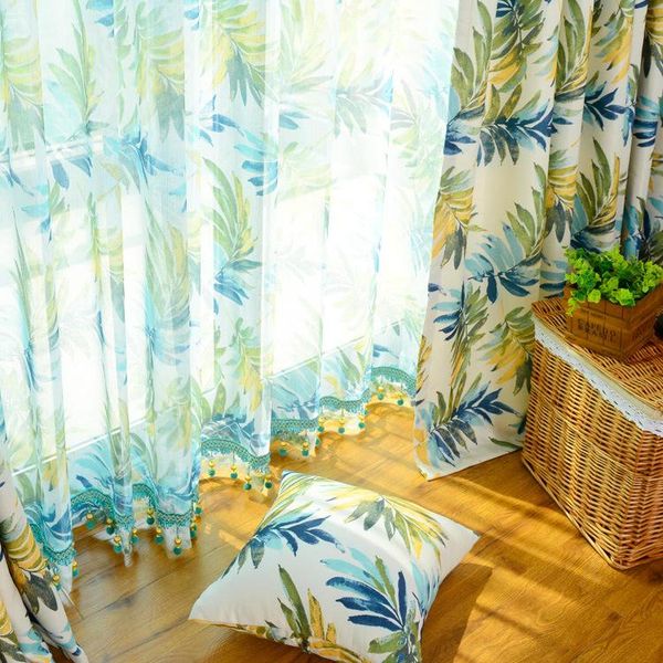 

curtain & drapes nordic tropical leaves printed bedroom living room shade cloth