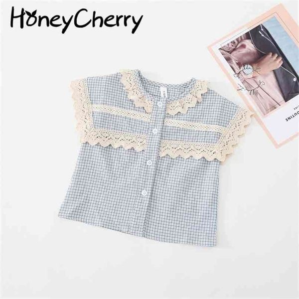 

girl short sleeve shirt - summer fashion lace girls blouse 210702, White;black