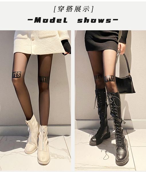 neue Designer Mädchen Brief Seidenstrümpfe Textil Mode Hot Strumpfhosen Sexy Spitze Dame Socken Hohl Mesh Dünne Frauen personalisiert schwarz super cool Joker Stil atmungsaktiv