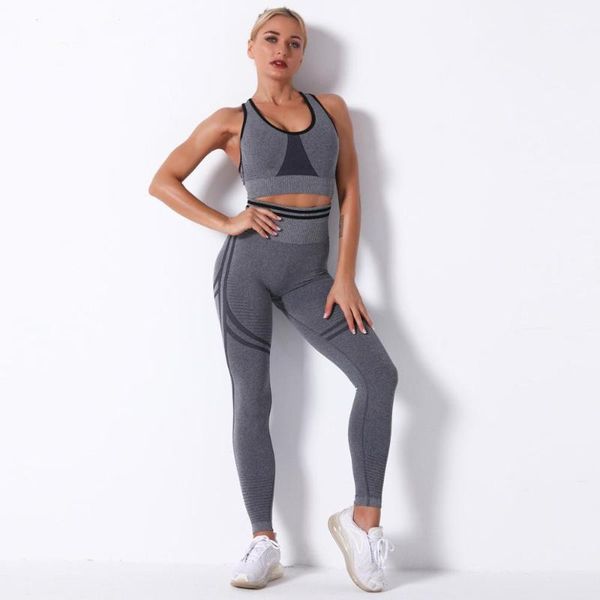 

yoga outfits set fitness clothing sportswear high waist women gym leggings tights padded push-up sports bra sets, White;red