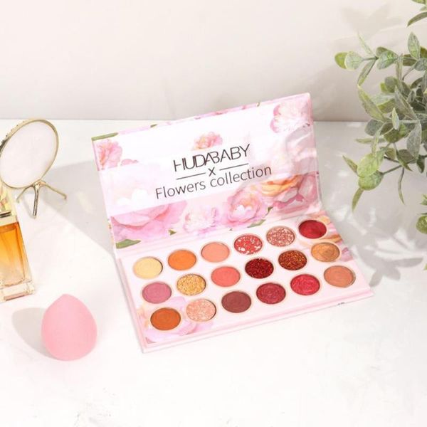 

eye shadow hudababy plate stylish gentle easy to apply rose flower 18-color eyeshadow palette for pography