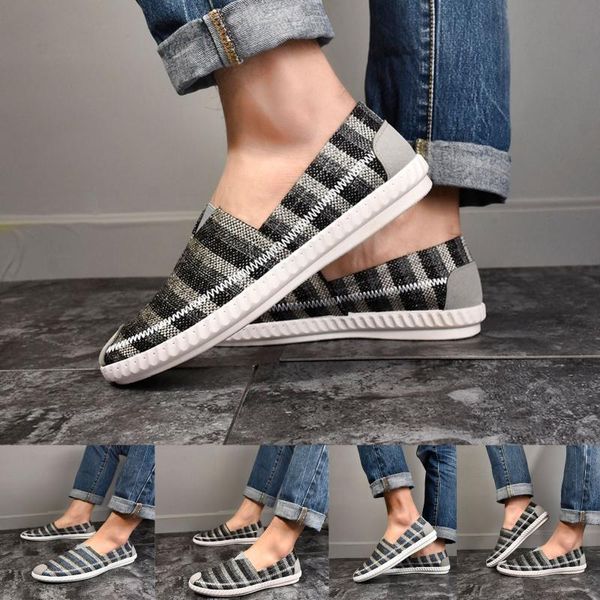 

dress shoes canvas casual cloth linen breathable men's striped, Black