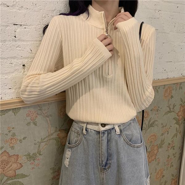 

women's sweaters woman casual style solid korean clothes knitted autumn winter pullovers female fashion brand long sleeve, White;black