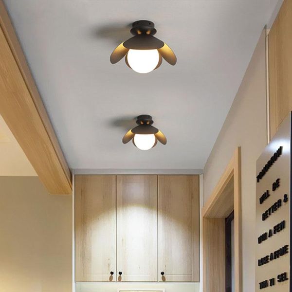 

ceiling lights minimalist modern led lamp white or black flower shape art glass ball light for porch corridor balcony cloakroom