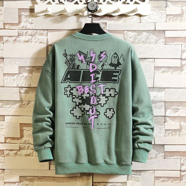 

2021 new casual the funny neck spring shreds black print sweatshirt hoodie male hip hop streetwear ibrw