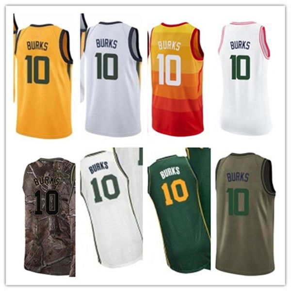 

custom leave name number 10 alec burks blue white black yellow green brown basketball jersey men women youth jerseys, Black;red
