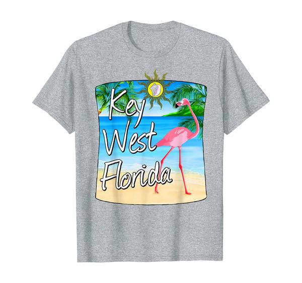 

key west florida beach flamingo t-shirt, White;black