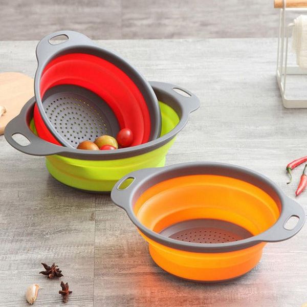 

colanders & strainers practical foldable silicone colander fruit vegetable laundry basket strainer collapsible dish drainer with handle kitc