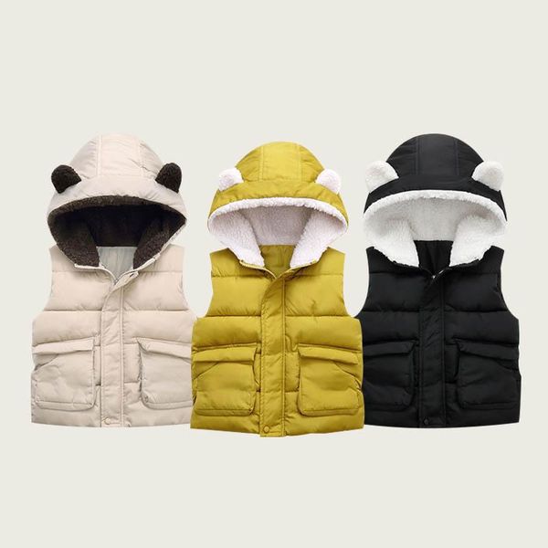 

waistcoat autumn winter children down cotton vest boys girls hooded thick solid kids warm casual loose sleeveless clothes coat, Camo
