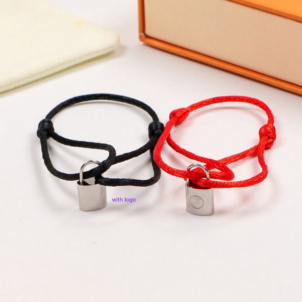 

lovers bracelets leather rope red black valentine's hand rope with box valentine's day gifts luxury jewelry wholesale, Golden;silver