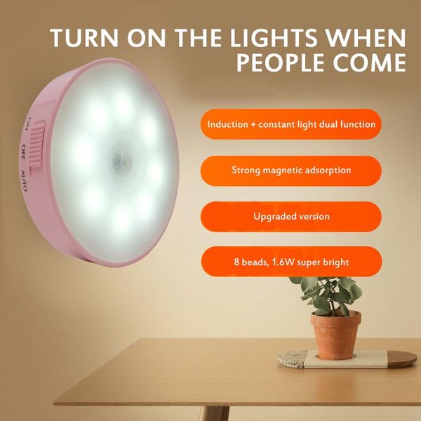 

smart home control led motion sensor lights wireless night light rechargeable cabinet stair lamp intelligent bulb for baby room bedroom