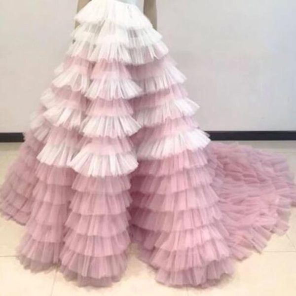 

skirts beauty pretty white and pink ruffled tiered puffy tulle long women zipper style tutu bridal skirt 2021 custom made, Black
