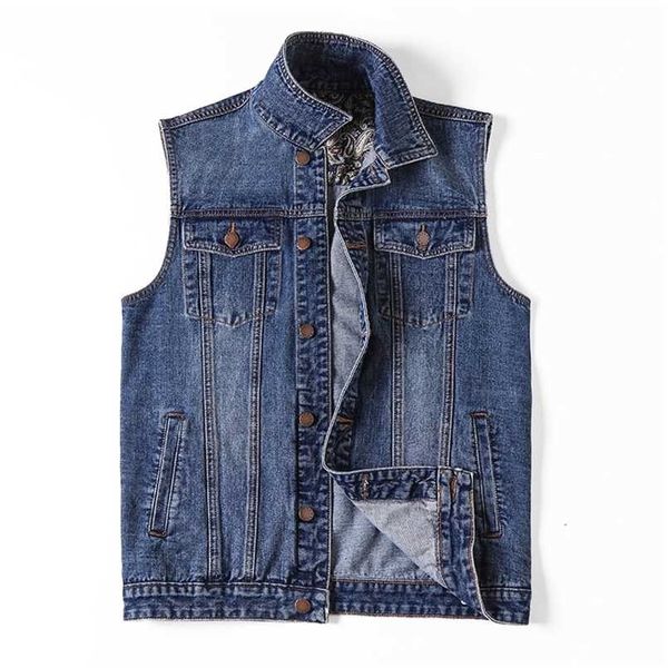 Homens denim colete jaqueta tamanho grande 6xl plus size 7xl roupas verão moda waistcoat masculino casual tamanho grande jaqueta jaqueta homens 211104