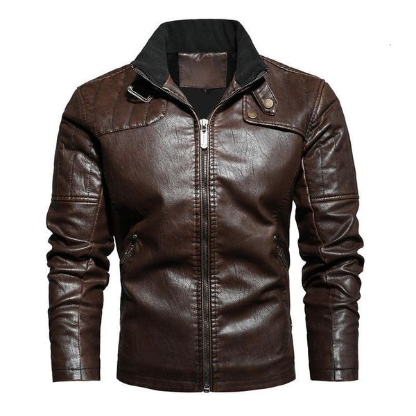 

moruancle men's vintage leather biker jackets and coats fleece lined warm pu outerwear thick thermal clothing plus size m-5xl, Black;brown