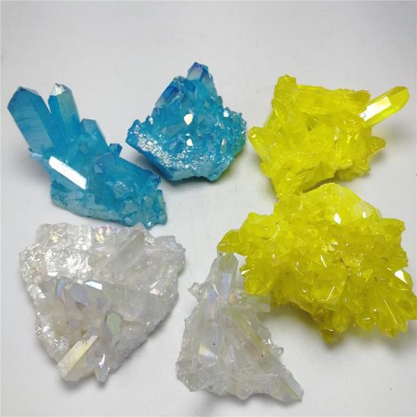 

decorative objects & figurines 1pcs aura crystal cluster angel wand points natural clear quartz rough healing z lemurian seed prism