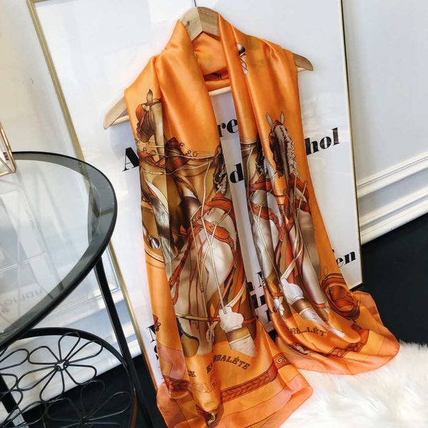 

2021 famous digner ms xin dign gift 100% silk scarf size 180x90cm delivery buu4, Blue;gray