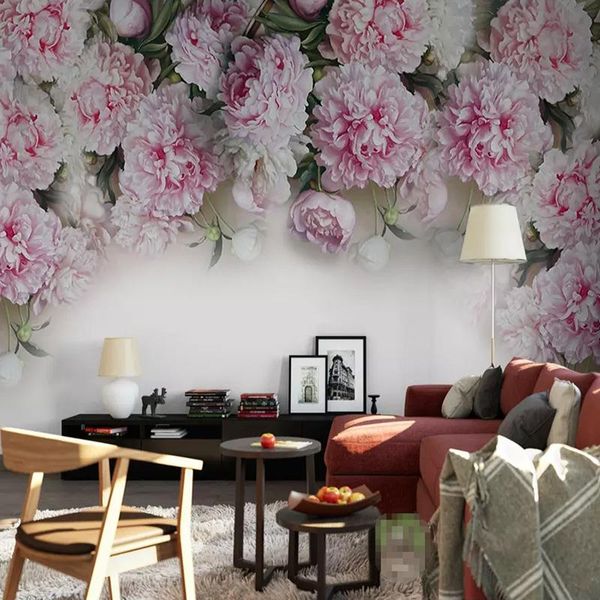 

wallpapers custom mural wallpaper romantic pink flowers 3d po wall paper for living room bedroom sticker waterproof canvas fabric