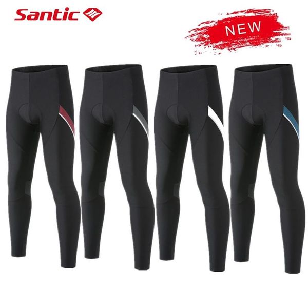 

racing pants santic reflective cycling men winter bicycle long cushion mtb bike tights trousers outdoor sports riding clothing, Black;blue