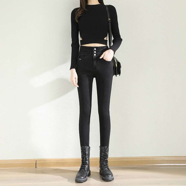 

autumn and winter fashion denim high waist elastic leggings thin women's, Blue