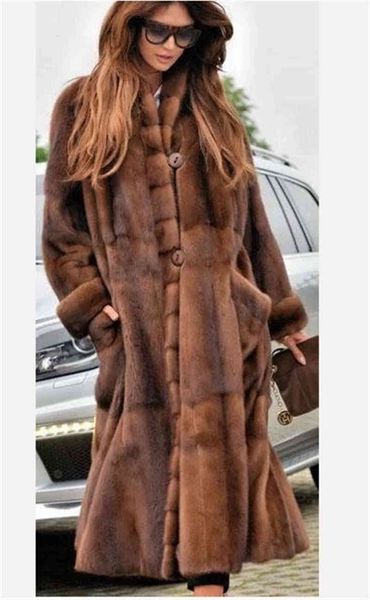 

fur coat autumn winter fashion fur windbreaker women's winter warm long fur coat 211213, Black