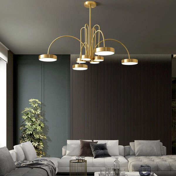 

pendant lamps all copper chandelier post modern simple atmosphere living room nordic style light luxury net red restaurant