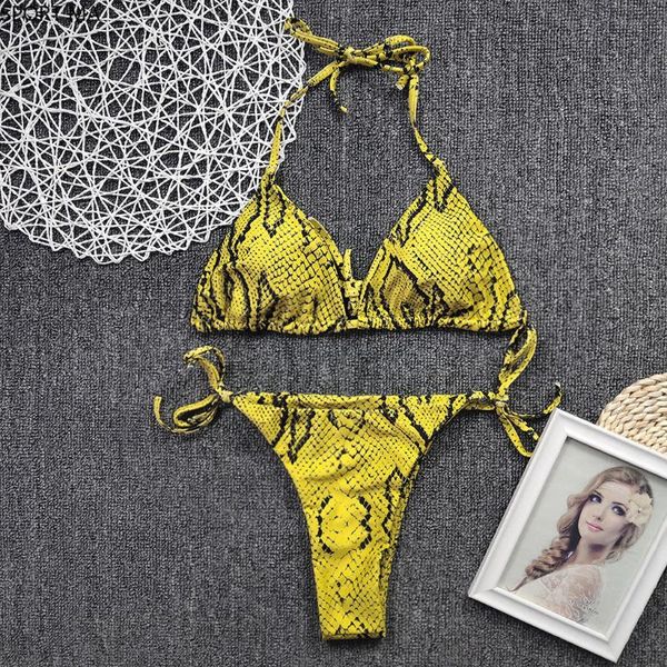 

women's swimwear women animal print snake skin bikini push up swimsuit set 2021 thong bathing suit beach wear #1g, White;black
